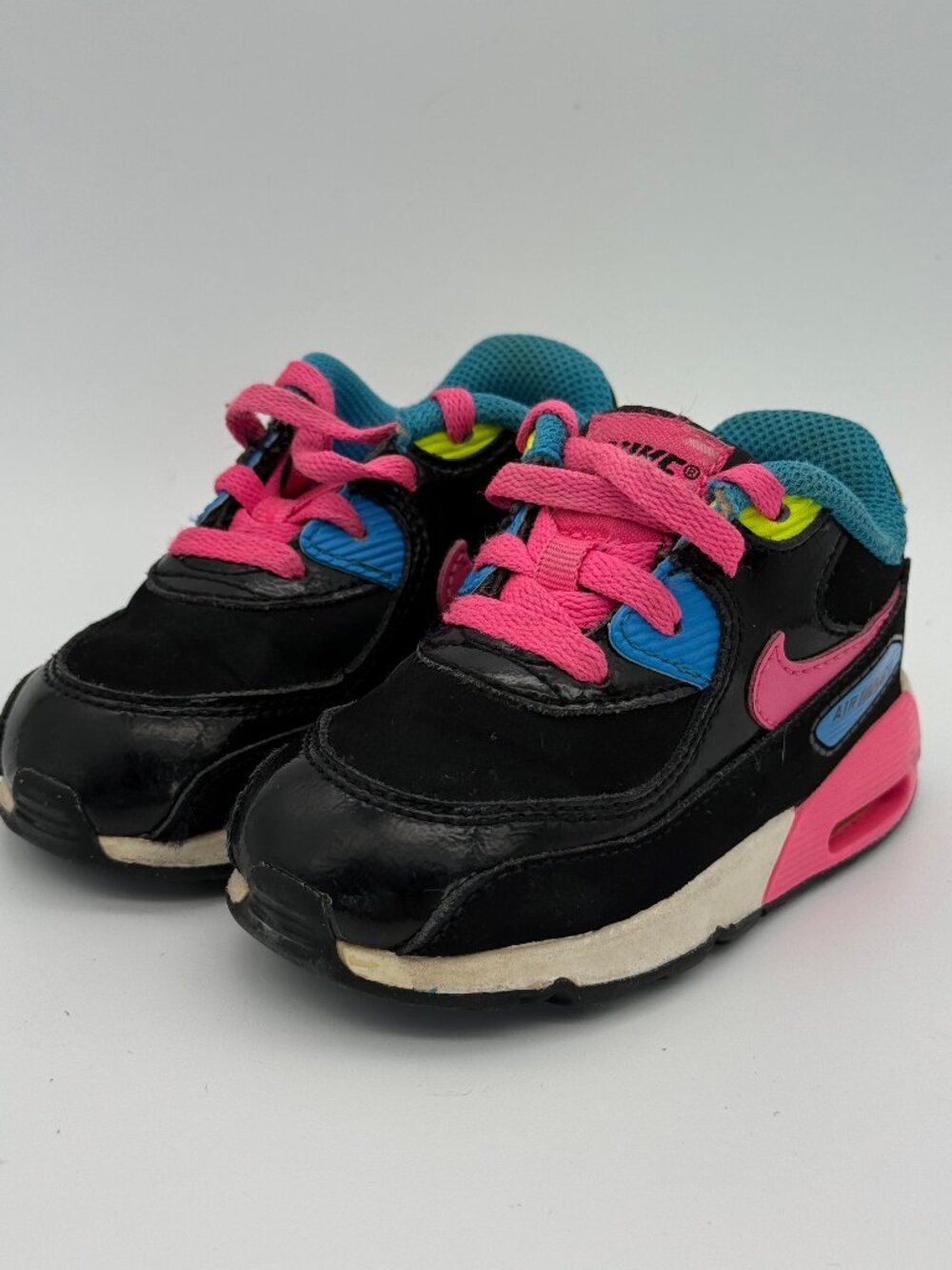 Nike Air Max 90 LTR Toddler Sneakers Black Pink Blue Size 6C